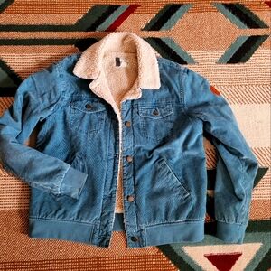 Blue Roxy Corduroy Jacket with Sherpa Lining M